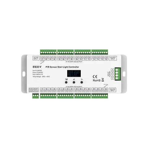 Controlador Stair Single Color + Push Switch 32Chx1A Pir + DLS IP20