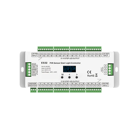 Controlador Stair Single Color + SPI Output 32Chx1A Pir+ DLS IP20