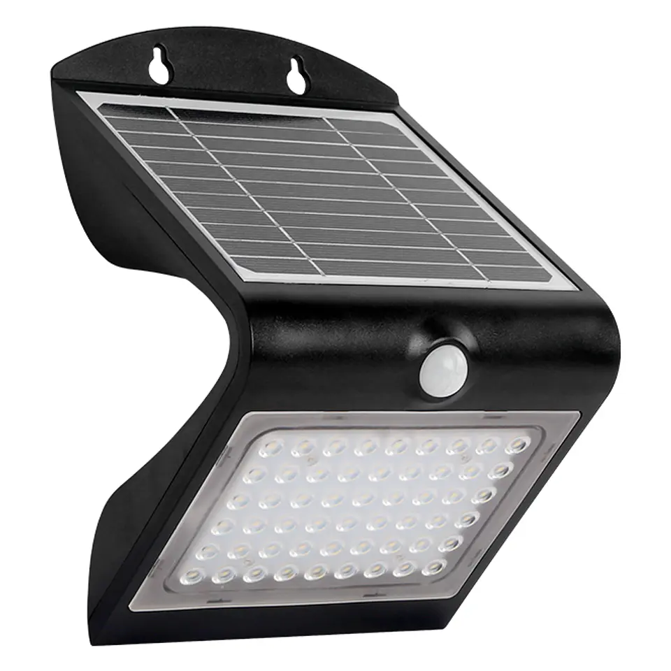 Aplique solar SOLARIS IP65 4W 500lm LED 4000K+LED traseiro 4000K C.14xL.11,48xAlt.21,11cm 4