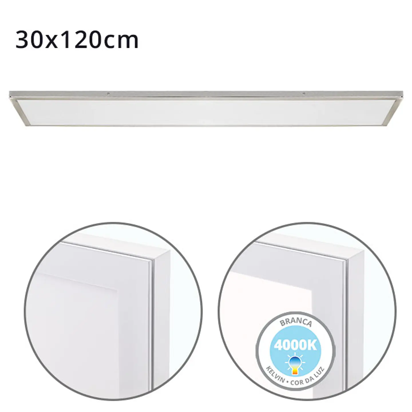 Painel de superfície VOLTAIRE 30x120 72W LED 5760lm 4000K 120° C.120xL.30xAlt.2,3cm 4