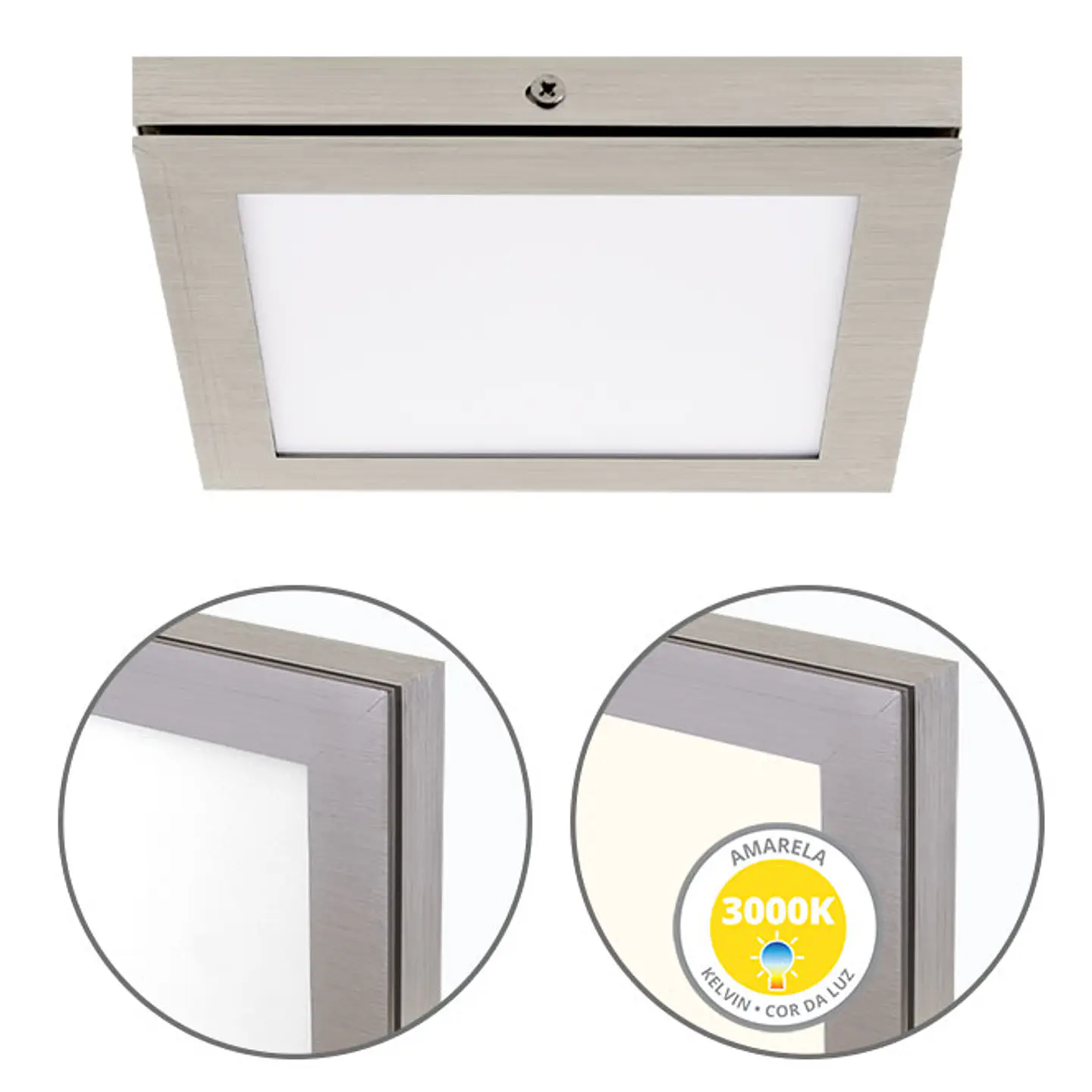 Painel de superfície TOLSTOI 17x17 12W LED 720lm 3000K 120° C.17xL.17xAlt.2,3cm 4