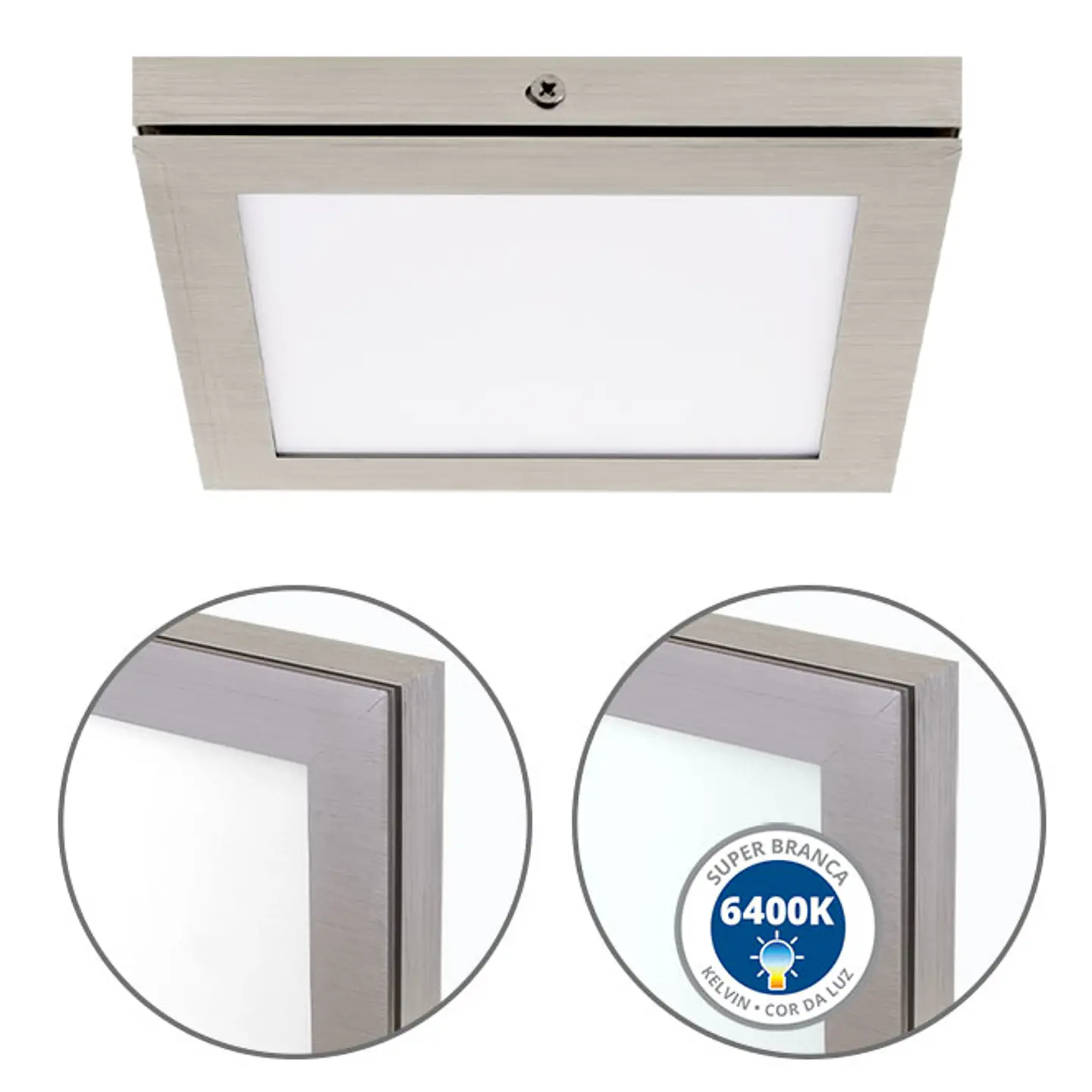 Painel de superfície TOLSTOI 17x17 12W LED 720lm 6400K 120° C.17xL.17xAlt.2,3cm 4