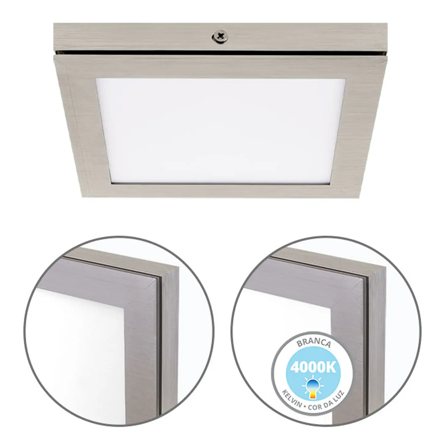 Painel de superfície TOLSTOI 17x17 12W LED 720lm 4000K 120° C.17xL.17xAlt.2,3cm 4