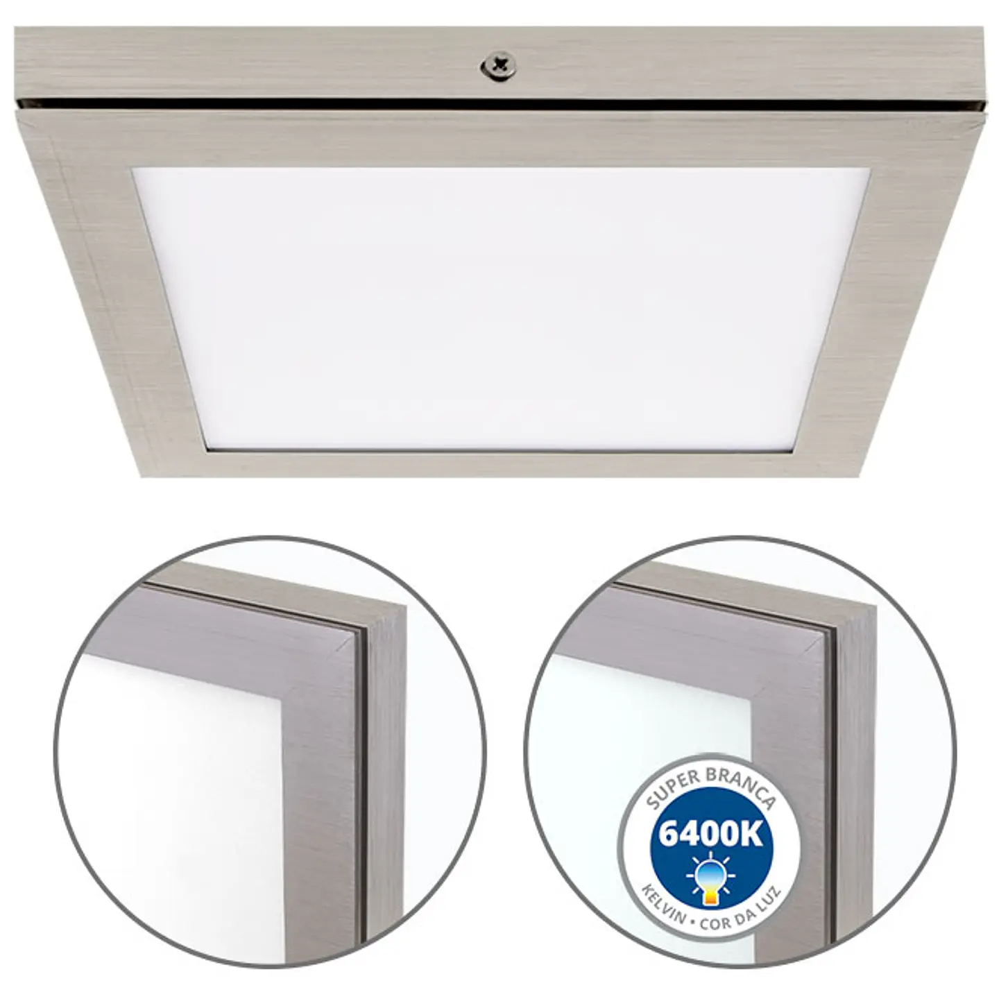 Painel de superfície TOLSTOI 22,5x22,5 18W LED 1080lm 6400K 120° C.22,5xL.22,5xAlt.2,3cm 4