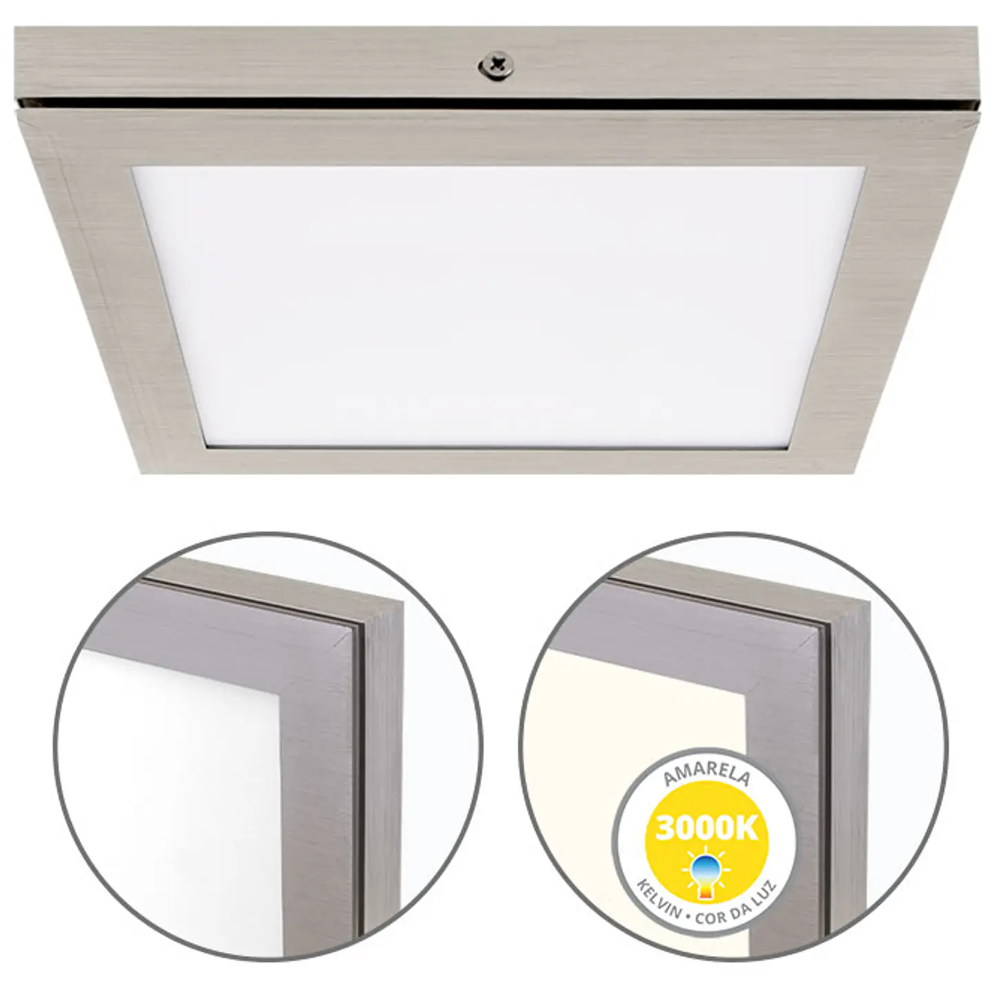 Painel de superfície TOLSTOI 22,5x22,5 18W LED 1080lm 3000K 120° C.22,5xL.22,5xAlt.2,3cm 4