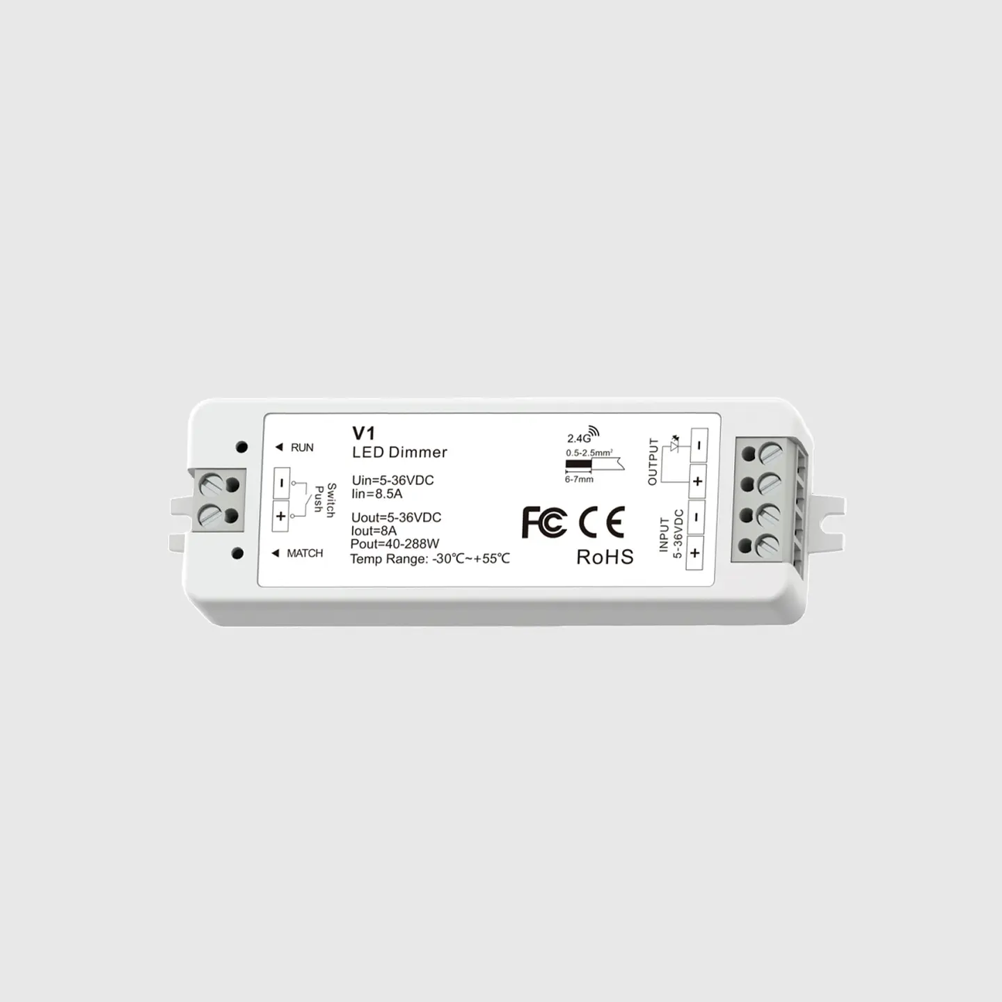 CONTROLADOR RF PARA FITA LED MONOCOLOR 5-36V 1