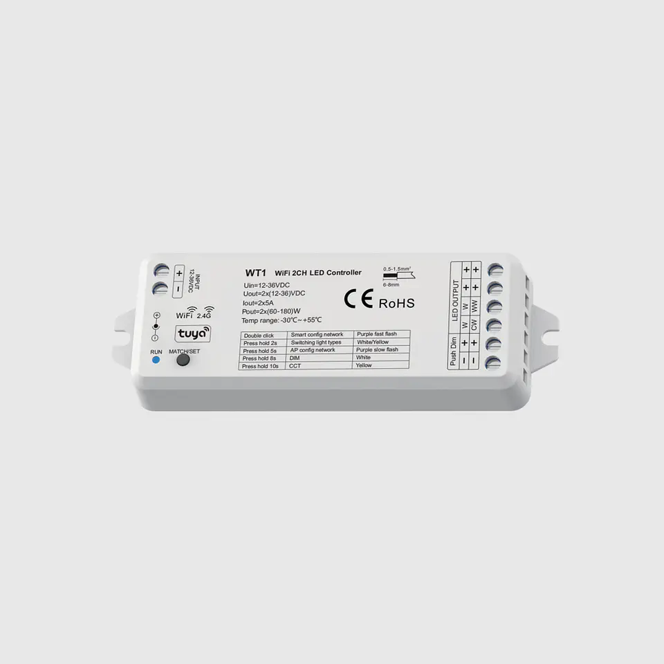 CONTROLADOR RF E WI-FI PARA FITAS MONOCOLOR 12-36V 1