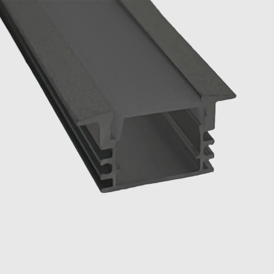 PERFIL EMBUTIR COM DIFUSOR 23.3*17*12mm PRETO 1