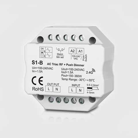 MINI DIMMER AC TRIAC RF2.4GHZ + PUSH-DIM