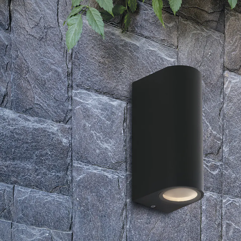 LED APLIQUE PAREDE PRETO IP54 P/GU10 2* JKF495-2 2