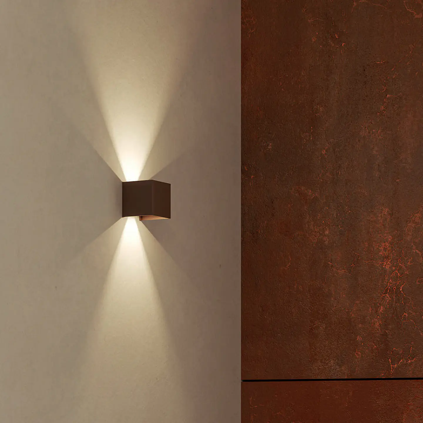 APLIQUE LED PAREDE CUBO COM ÂNGULO ANJUSTÁVEL CORTEN 2X5W 3CCT 2