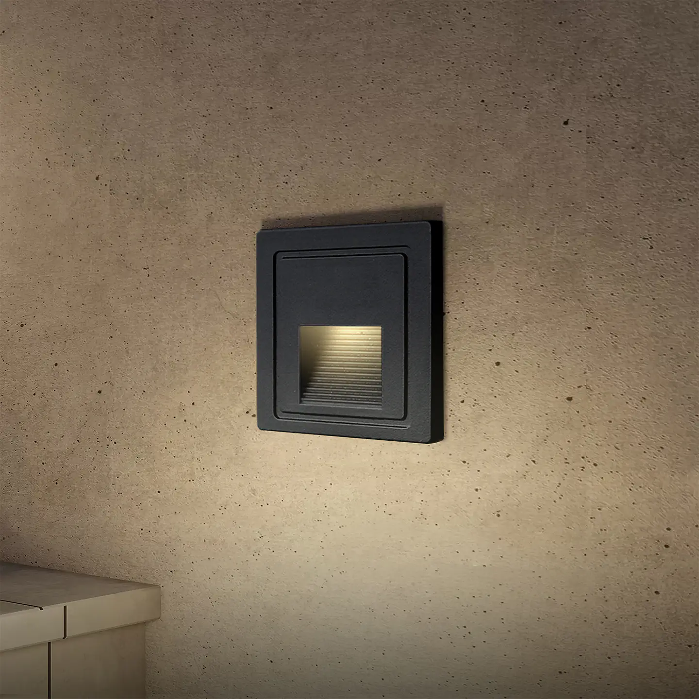 BALIZADOR LED DE PAREDE QUADRADO PRETO 2W 3000K 3