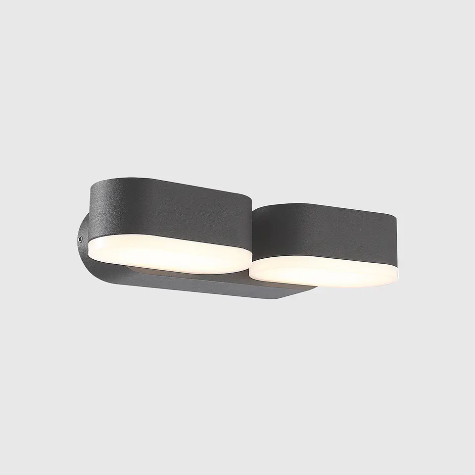 APLIQUE LED DE PAREDE ANTRANCITE 2X6W 3CCT ROTAÇÃO 300 GRAUS 5