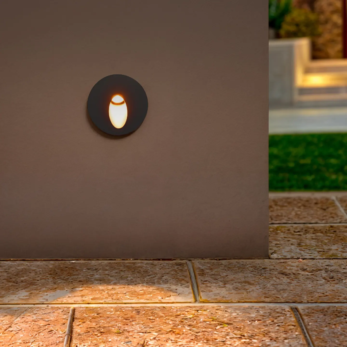 BALIZADOR LED DE PAREDE REDONDO PRETO 3W 3000K 4