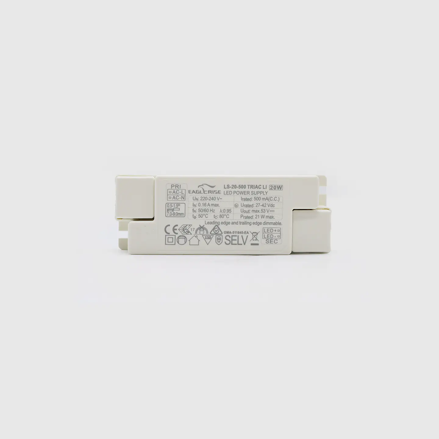 DRIVER EAGLERISE PARA DOWNLIGHT LED TRIAC DRIVER 17-21W, 27-42V, 500mA 1