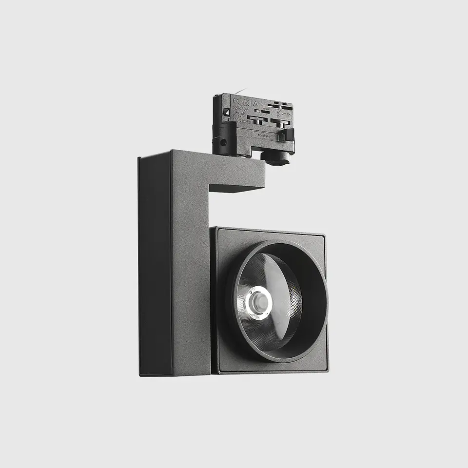 PROJETOR CALHA LED 3 CIRCUITOS QUADRADO 35W 4000K PRETO LA 1