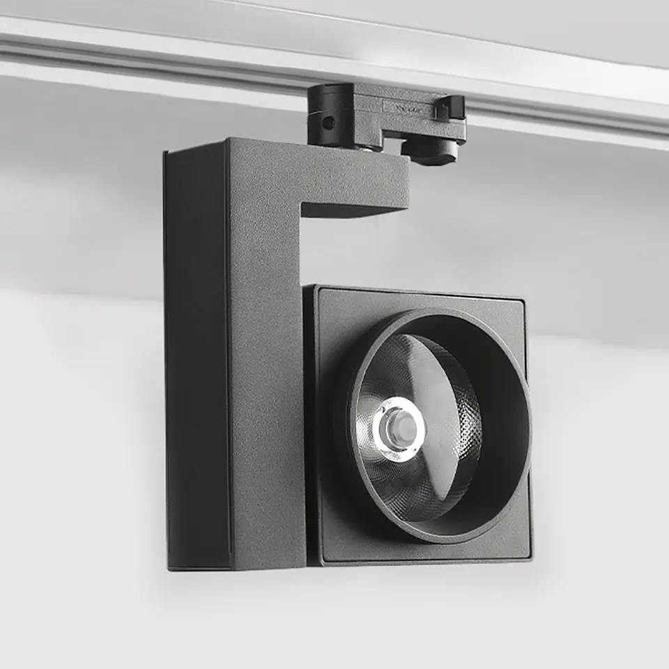 PROJETOR CALHA LED 3 CIRCUITOS QUADRADO 35W 4000K PRETO LA 3