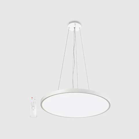 PLAFON LED REDONDO SUPER SLIM BRANCO SUSPENSO DIMÁVEL C/COMANDO 3CCT