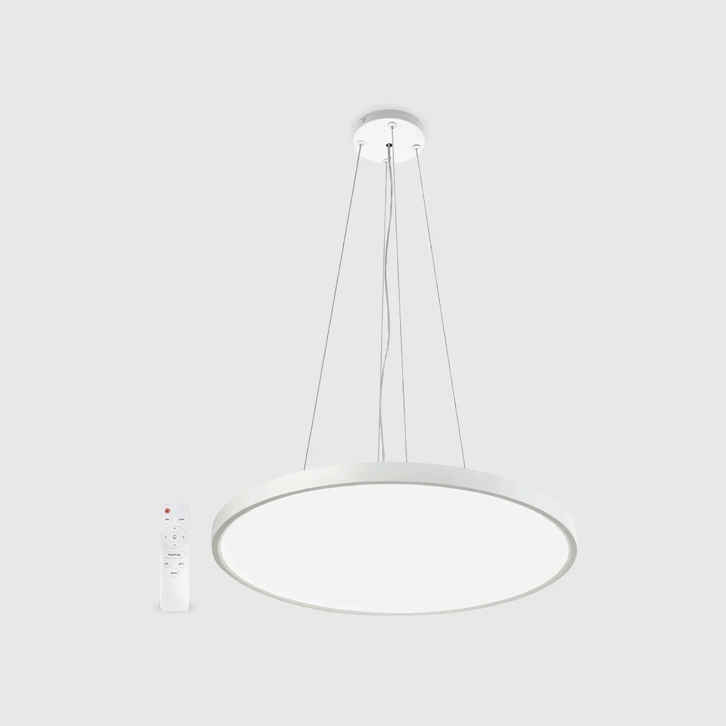 PLAFON LED REDONDO SUPER SLIM BRANCO SUSPENSO DIMÁVEL C/COMANDO 3CCT 1