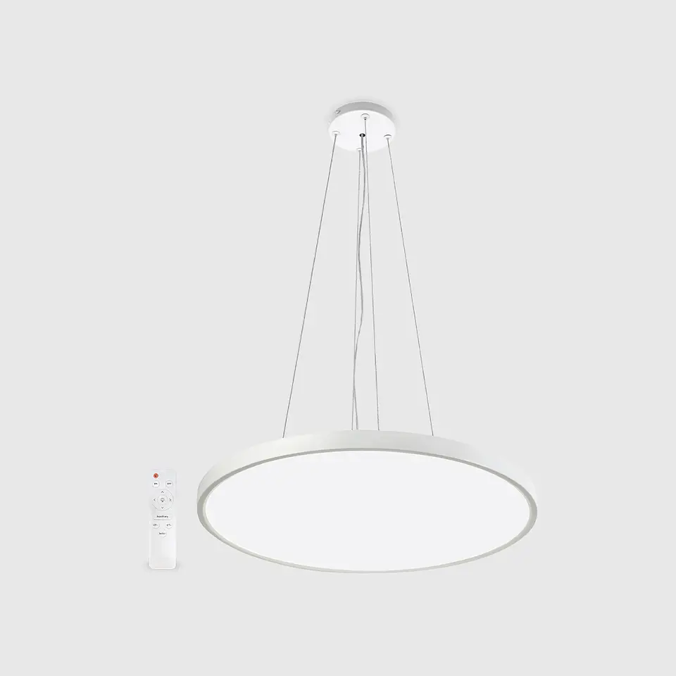 PLAFON LED REDONDO SUPER SLIM BRANCO SUSPENSO DIMÁVEL C/COMANDO 3CCT 1