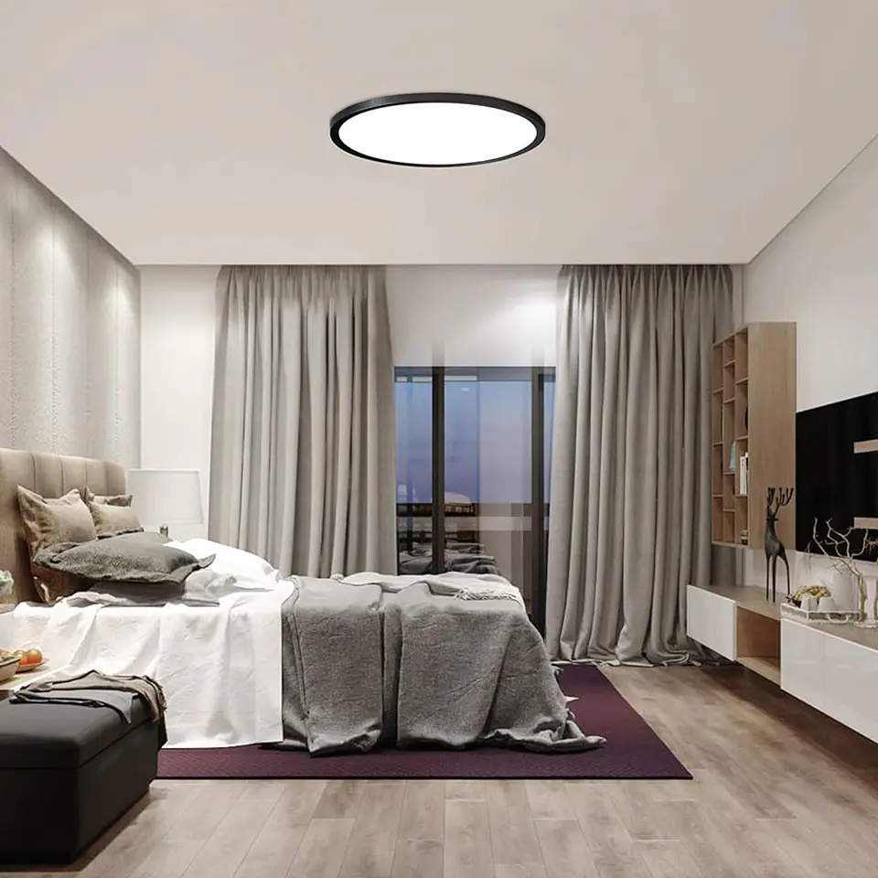 PLAFON LED REDONDO SUPER SLIM PRETO 36W 3CCT 5