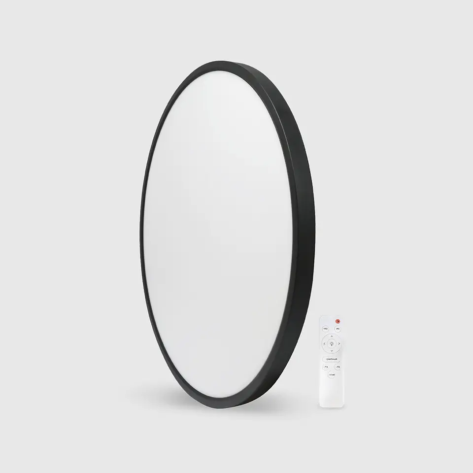 PLAFON LED REDONDO SUPER SLIM PRETO 64W 3CCT DIMÁVEL C/COMANDO 2