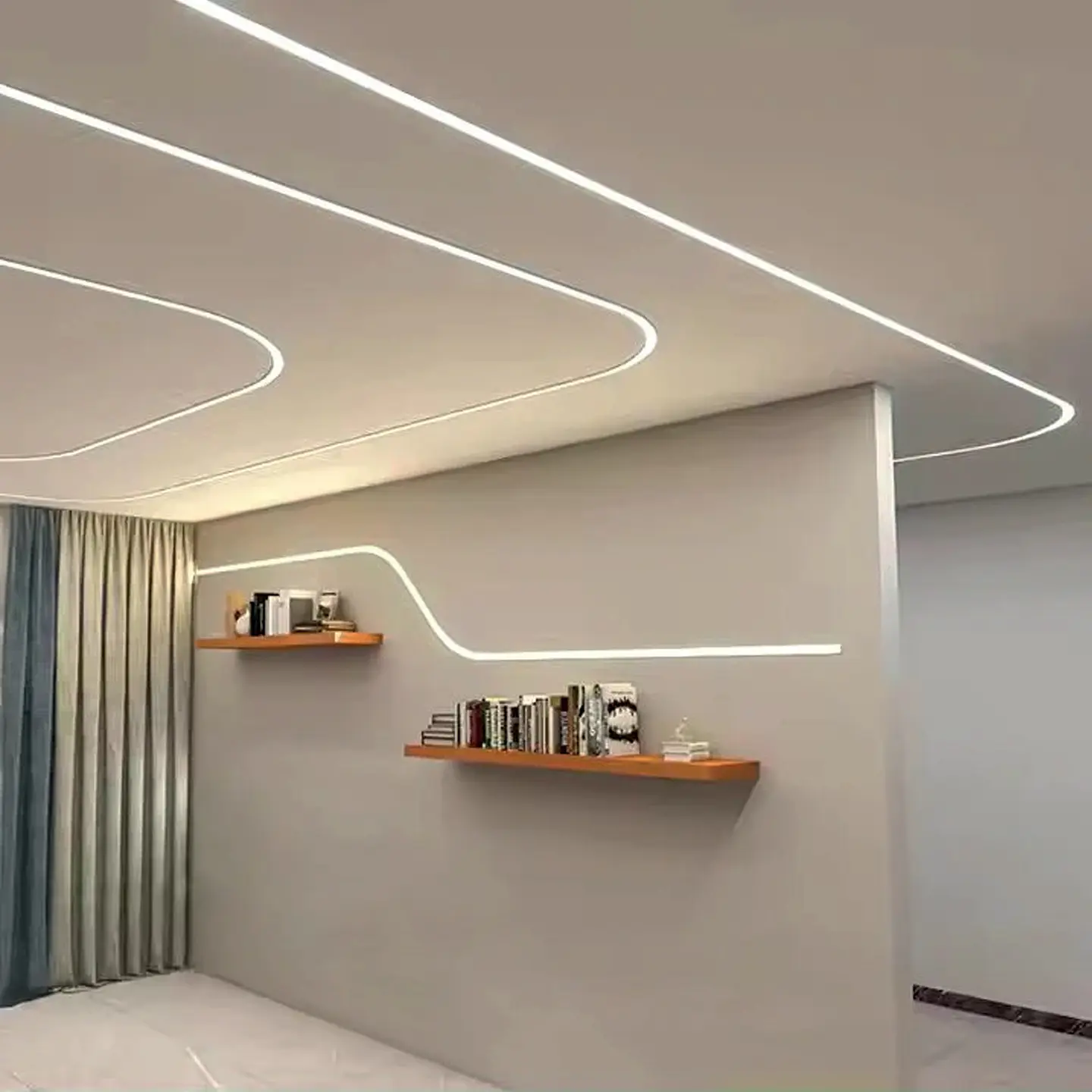 PERFIL FLEXÍVEL DE EMBUTIR EM PLADUR PARA FITA LED 2