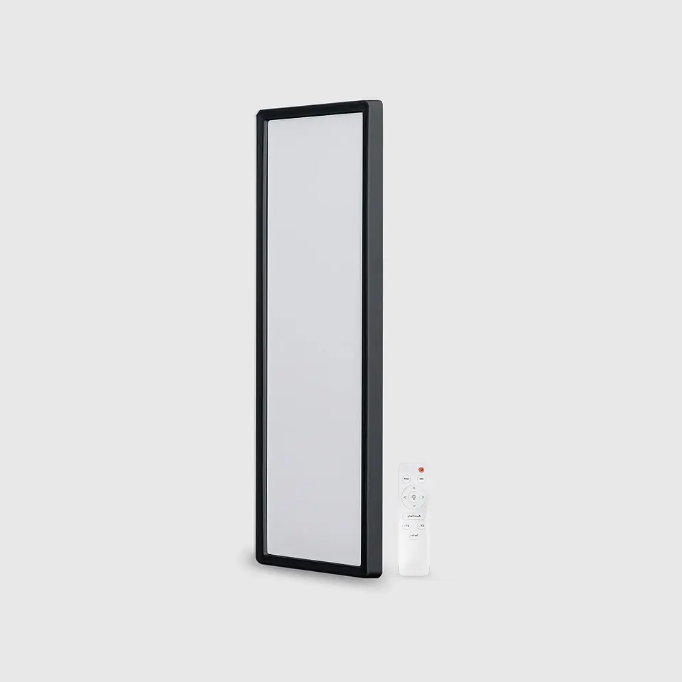 PLAFON LED RETANGULAR SUPER SLIM PRETO 45W 3CCT DIMÁVEL C/COMANDO 1