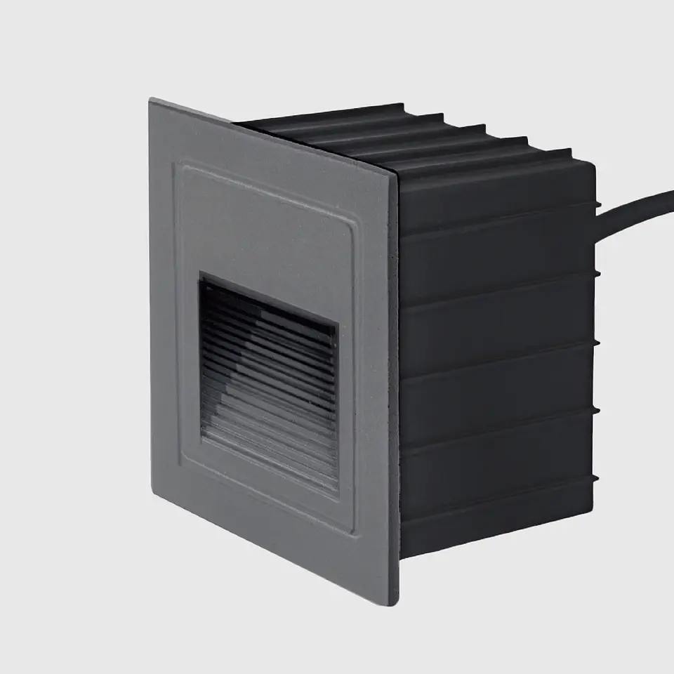 LED APLIQUE QUADRADO ENCASTRAR D690/LF CINZA 3W 3000K 2