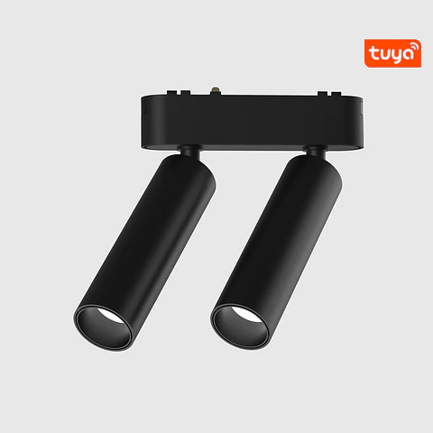 PROJETOR DUPLO PRETO PARA CALHA MAGNÉTICA 7W+7W 3CCT