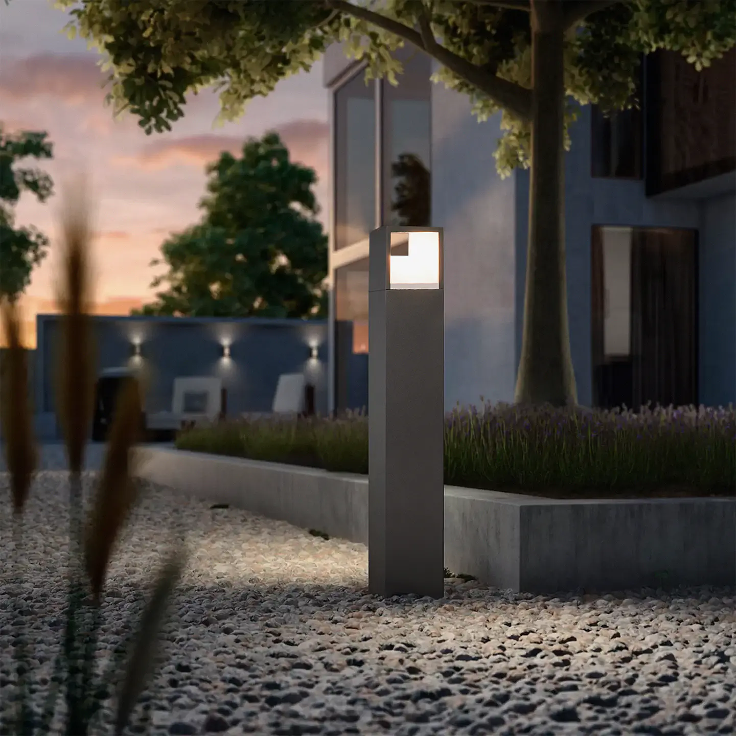 BALIZADOR DE JARDIM ANTRACITE 80CM 9W 3CCT 3