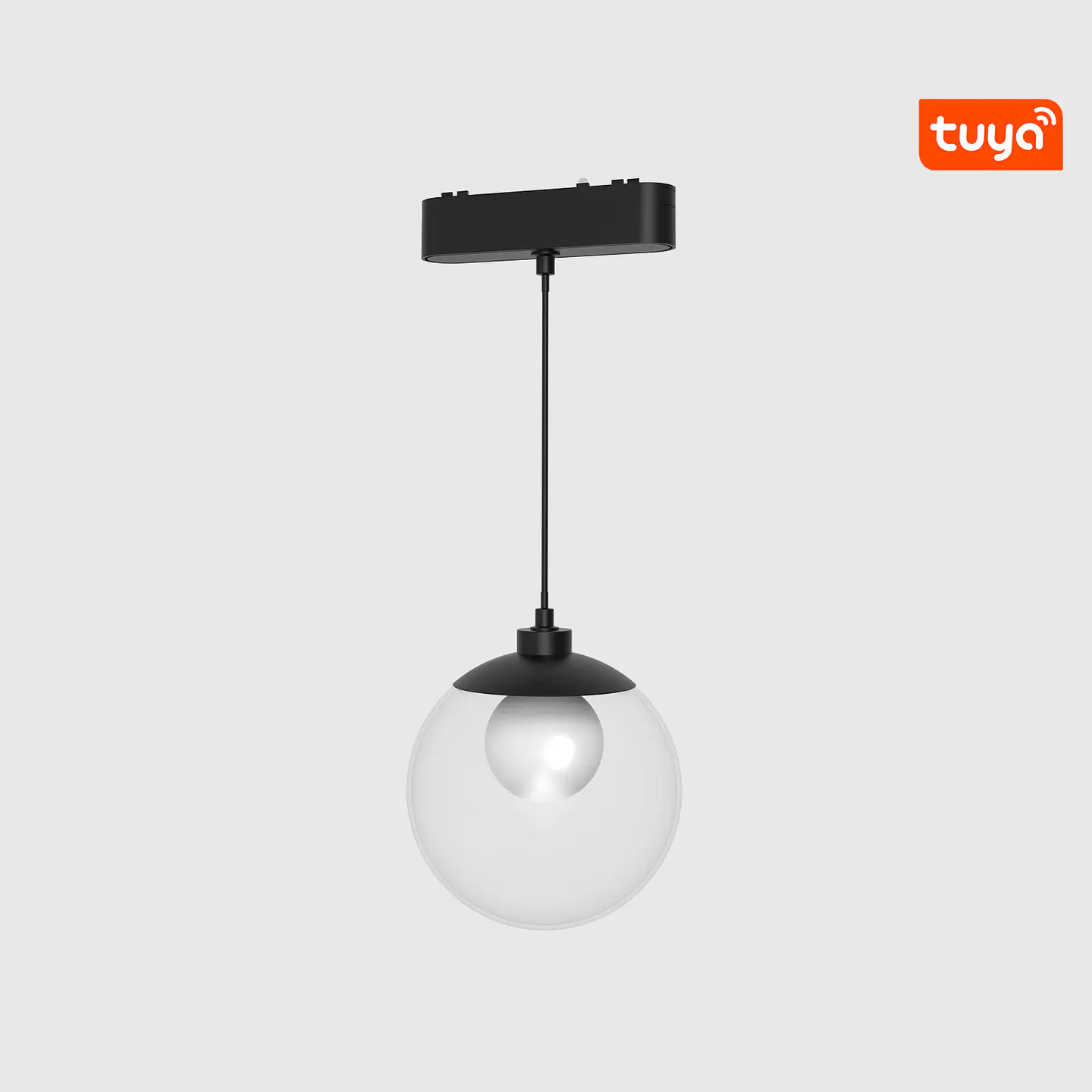 PROJETOR ESFÉRICO CALHA MAGNÉTICA SUSPENSO TRANSPARENTE PRETO 5W 3CCT 1
