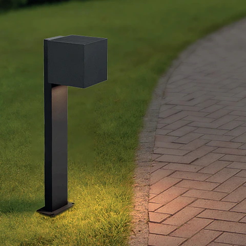 POSTE DE ALUMINIO 80CM PRETO PARA APLIQUE CUBO LED SOLAR