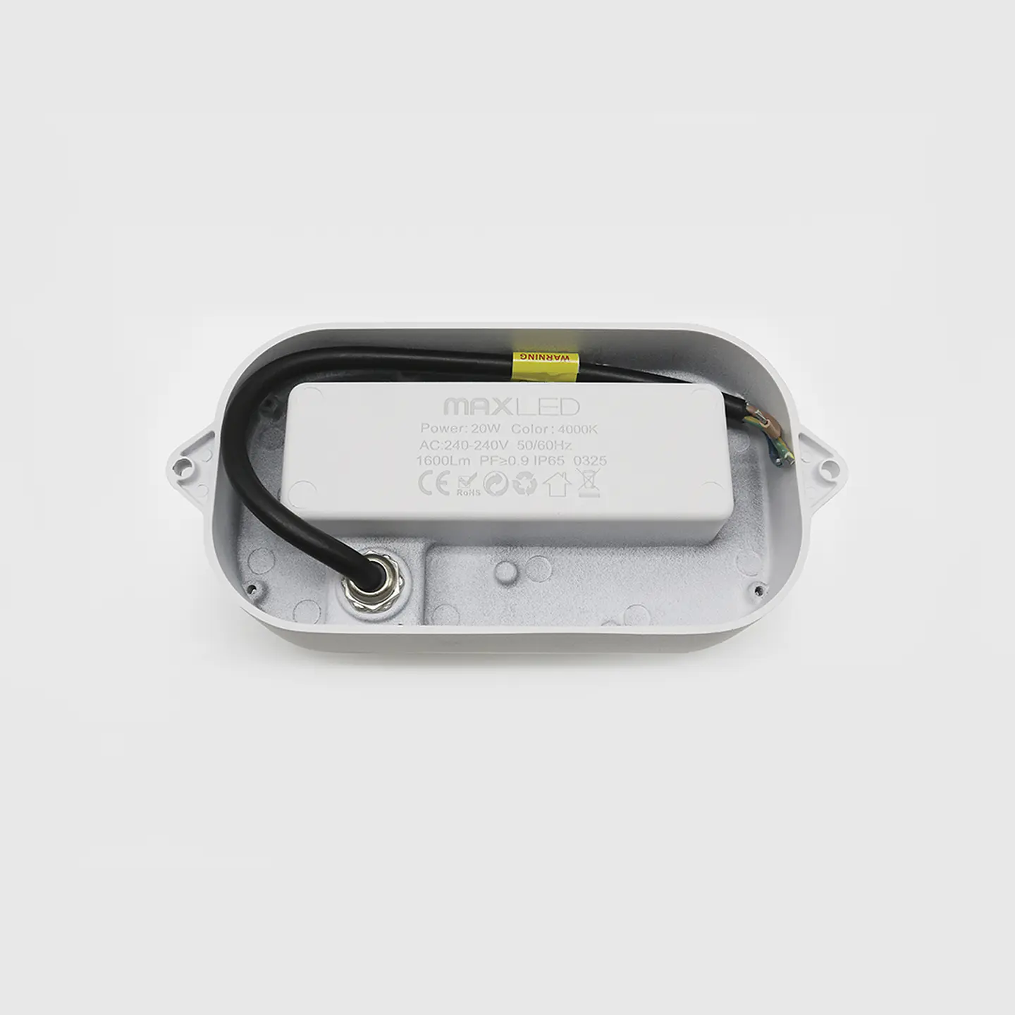 PLAFON LED ALUMINIO+PC BRANCO IP65 20W 4000K 4
