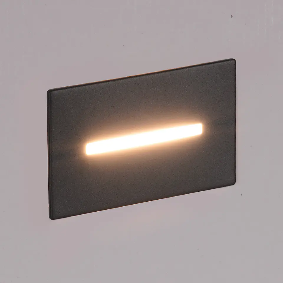 APLIQUE PAREDE DE EMBUTIR RETANGULAR ANTRACITE 3W 3CCT 3