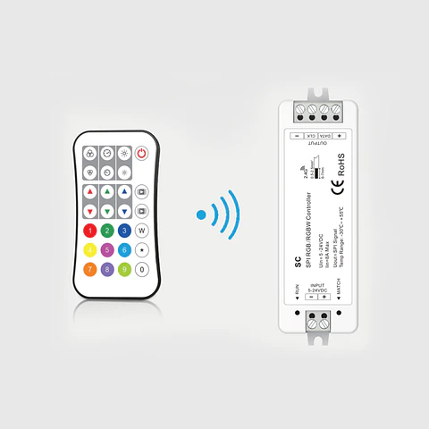 KIT COMANDO RF + CONTROLADOR PARA FITA RGB IC 12-24V