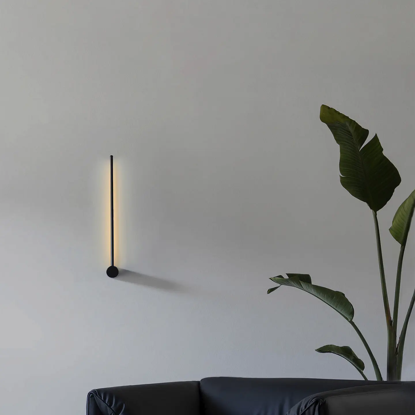 APLIQUE LED PAREDE PRETO 60CM 8W 3000K 3
