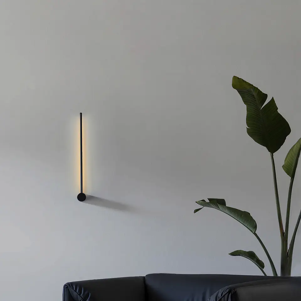 APLIQUE LED PAREDE PRETO 60CM 8W 3000K 3
