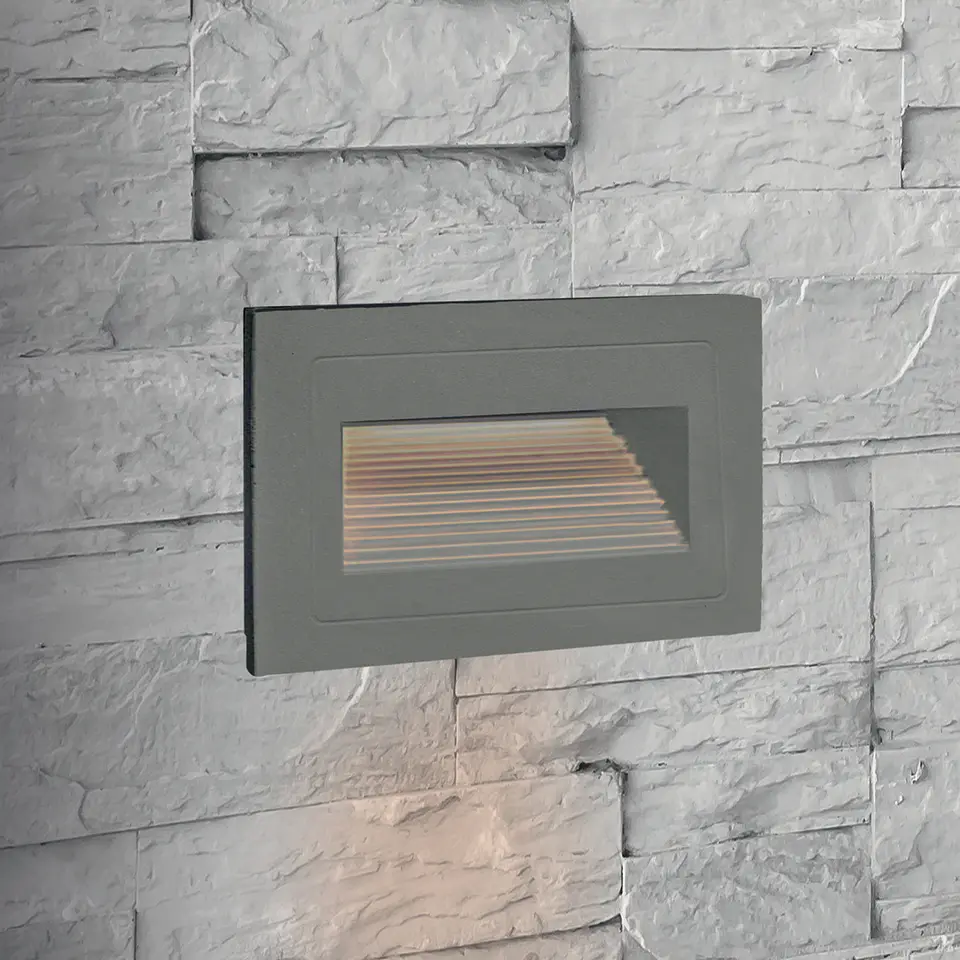 LED APLIQUE RETANGULAR ENCASTRAR D697/L CINZA 6W 4000K 2