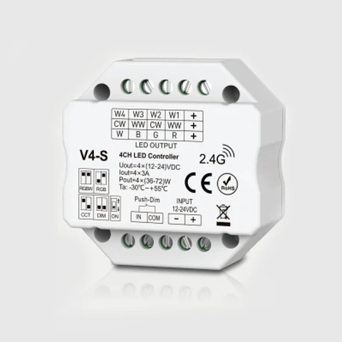 MINI CONTROLADOR RF PARA FITA RGBW 12-24V 3A*4CH