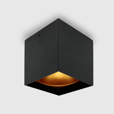 DOWNLIGHT QUADRADO SALIENTE SDL04S 1*GU10 PRETO+OURO ROSA