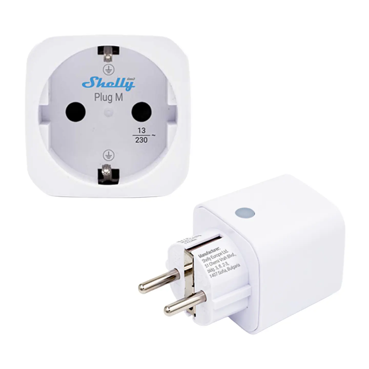Shelly Plug M Gen3 Branco — Tomada Inteligente 13A 3000W com Medição Wi-Fi + Bluetooth 2