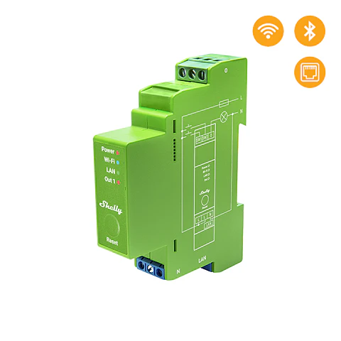 Shelly Pro Dimmer 1PM — Regulador para calha DIN, 200W com Medição Consumo Wi-Fi + Bluetooth + LAN