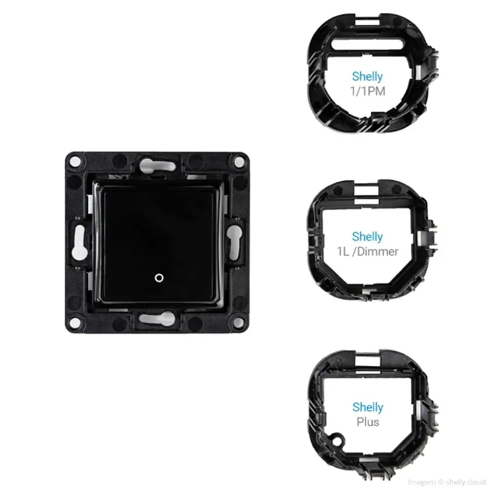 Shelly Wall Switch 1 Botão Preto — Corpo de Interruptor para Módulos Shelly Gen3 2