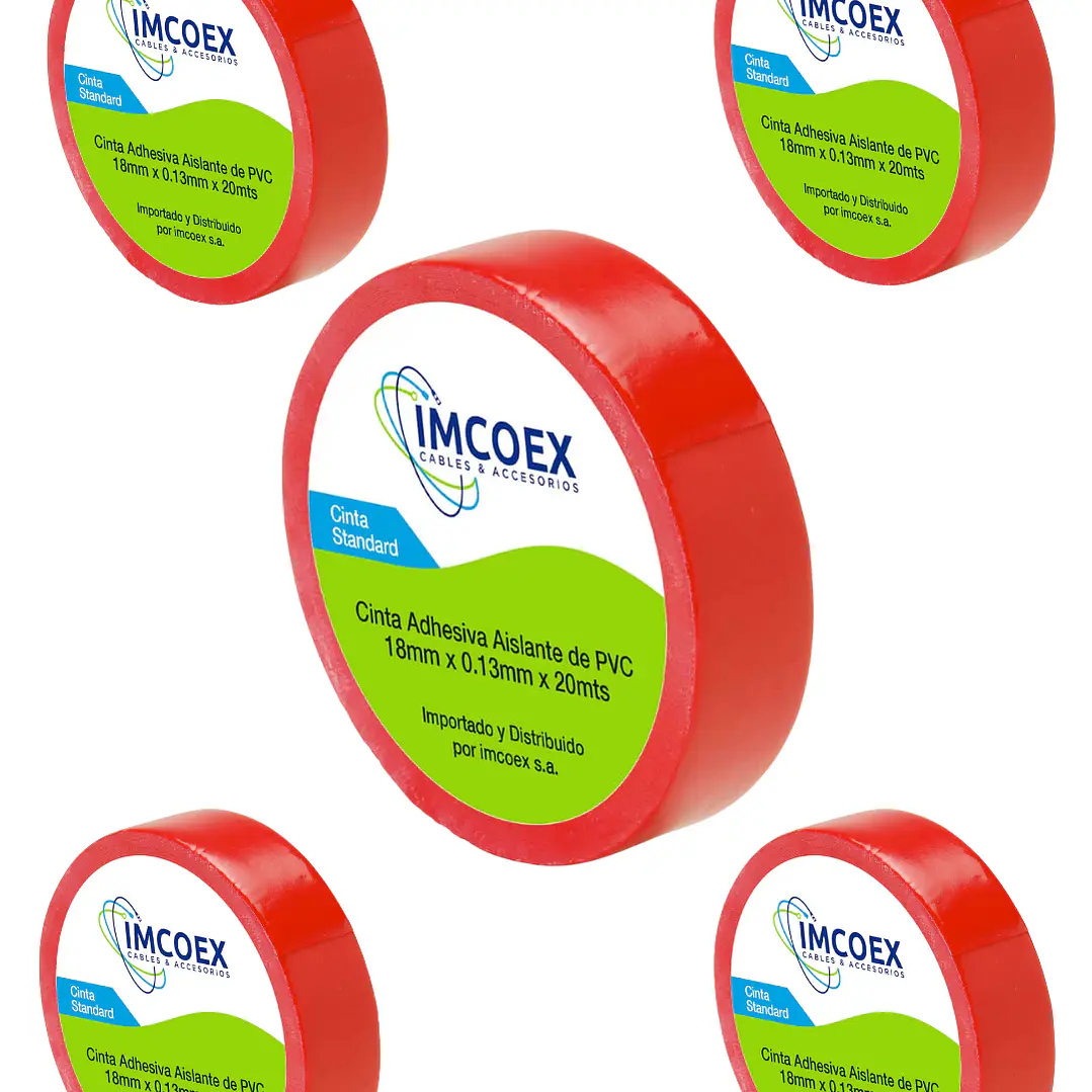 Cinta Aislante Eléctrica Roja Pvc Imcoex 1
