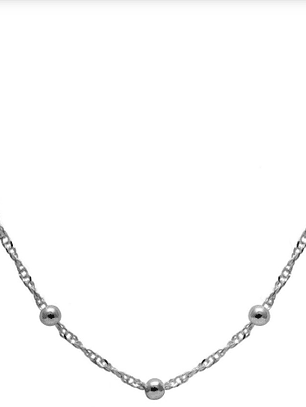 Cadena de plata 925 estilo Singapur con esferas lisa de 50 cm