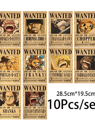 Set 10 Placas Metálicas Recompensas One Piece – Tripulación de Luffy
