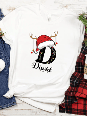 poleras nombre y inicial navidad