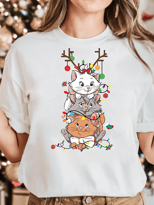 poleras gatitos navideños