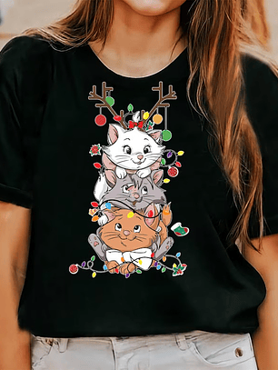 poleras gatitos navideños